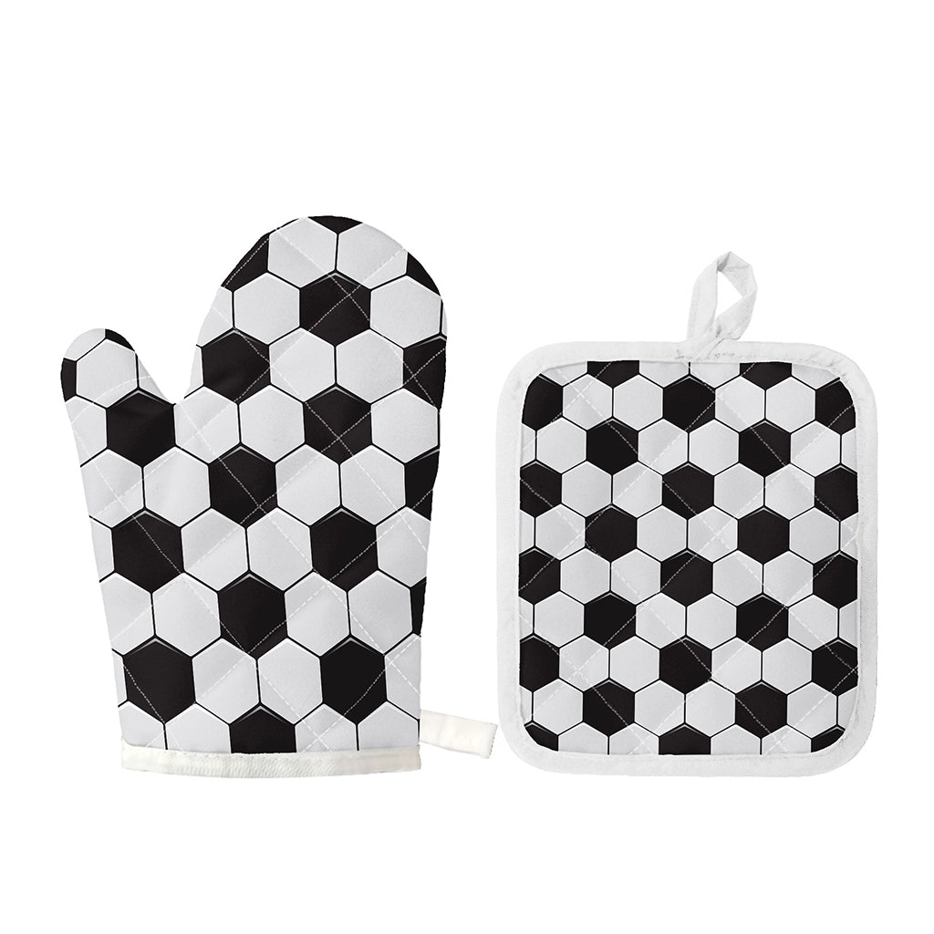 Soccer Ball Print Oven Mitt And Pot Holder Set