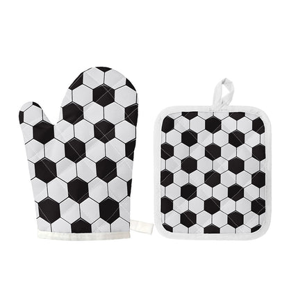 Soccer Ball Print Oven Mitt And Pot Holder Set