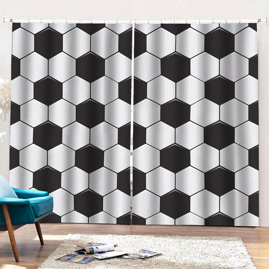 Soccer Ball Print Pencil Pleat Curtains
