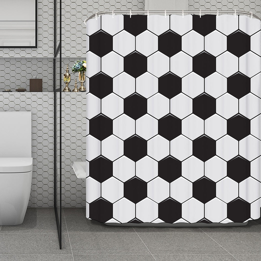 Soccer Ball Print Polyester Shower Curtain