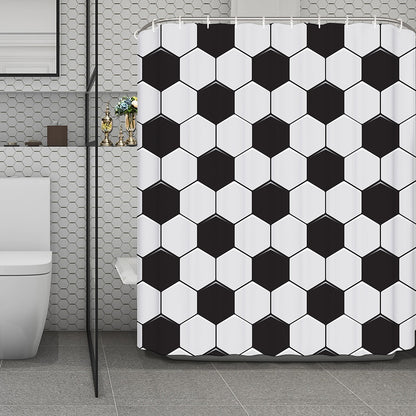 Soccer Ball Print Polyester Shower Curtain