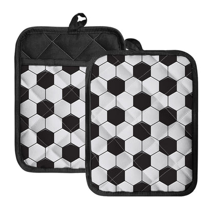 Soccer Ball Print Pot Holders With Pocket