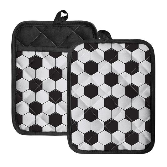 Soccer Ball Print Pot Holders With Pocket
