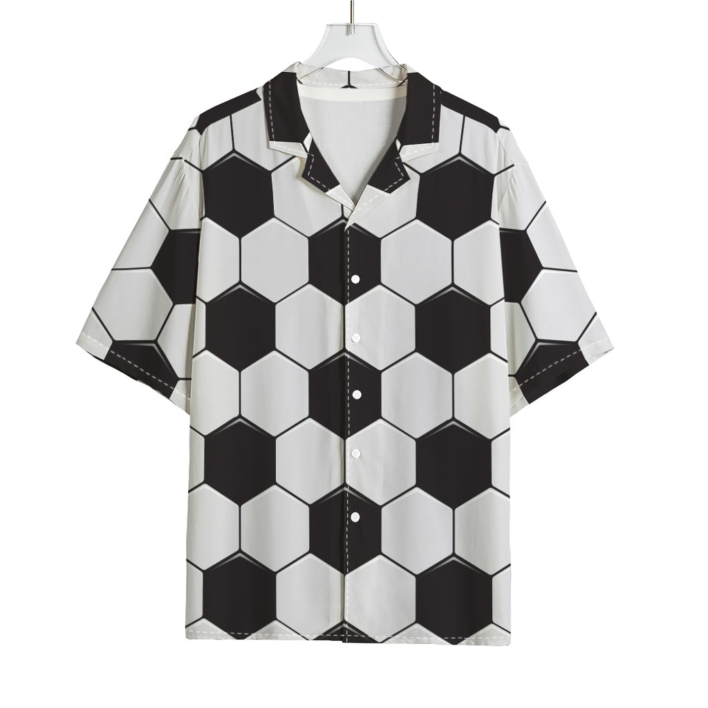Soccer Ball Print Rayon Hawaiian Shirt