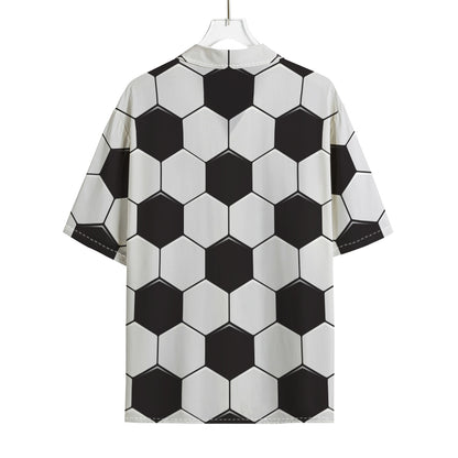 Soccer Ball Print Rayon Hawaiian Shirt