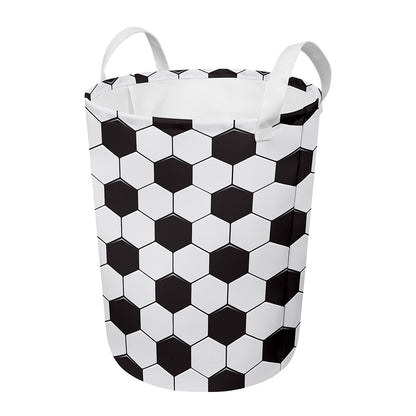 Soccer Ball Print Round Laundry Basket