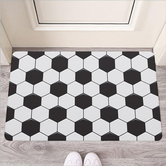 Soccer Ball Print Rubber Doormat