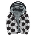 Soccer Ball Print Sherpa Lined Zip Up Hoodie