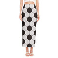 Soccer Ball Print Side Slit Maxi Skirt