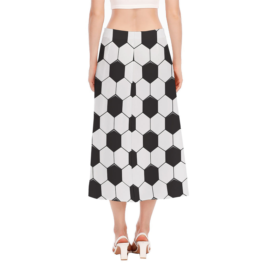 Soccer Ball Print Side Slit Midi Skirt