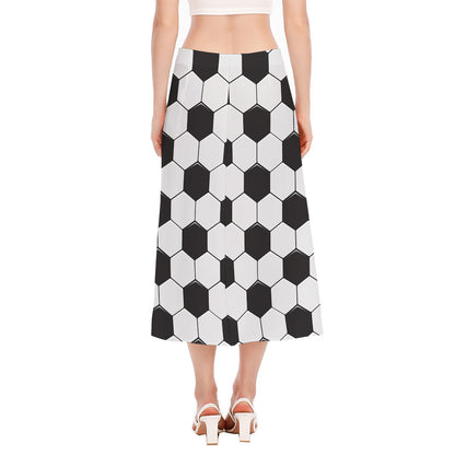 Soccer Ball Print Side Slit Midi Skirt