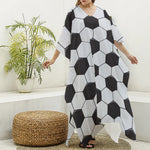Soccer Ball Print Silk V-Neck Kaftan Dress