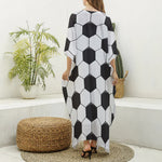 Soccer Ball Print Silk V-Neck Kaftan Dress