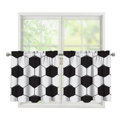 Soccer Ball Print Tier Curtains