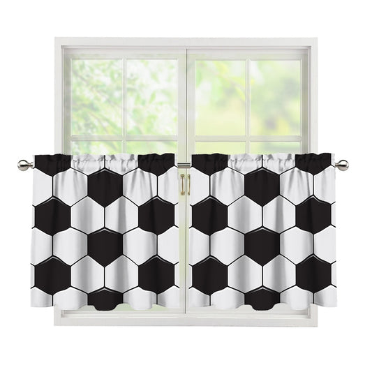 Soccer Ball Print Tier Curtains