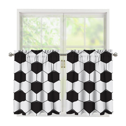Soccer Ball Print Tier Curtains