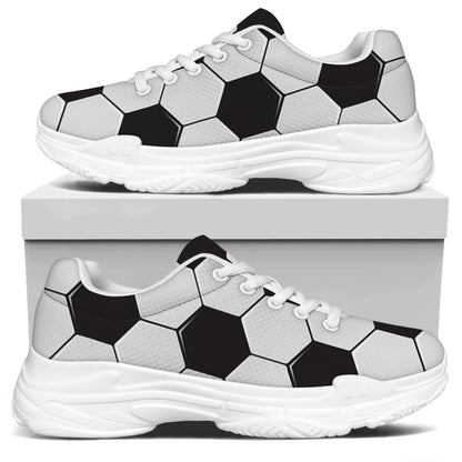 Soccer Ball Print White Chunky Shoes