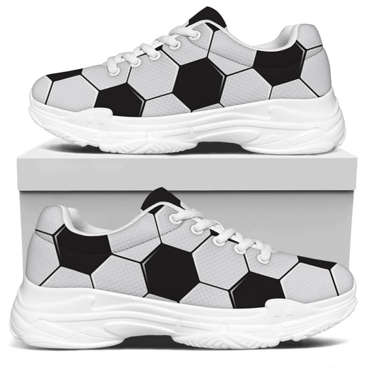 Soccer Ball Print White Chunky Shoes