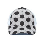 Soccer Ball Print White Mesh Trucker Cap