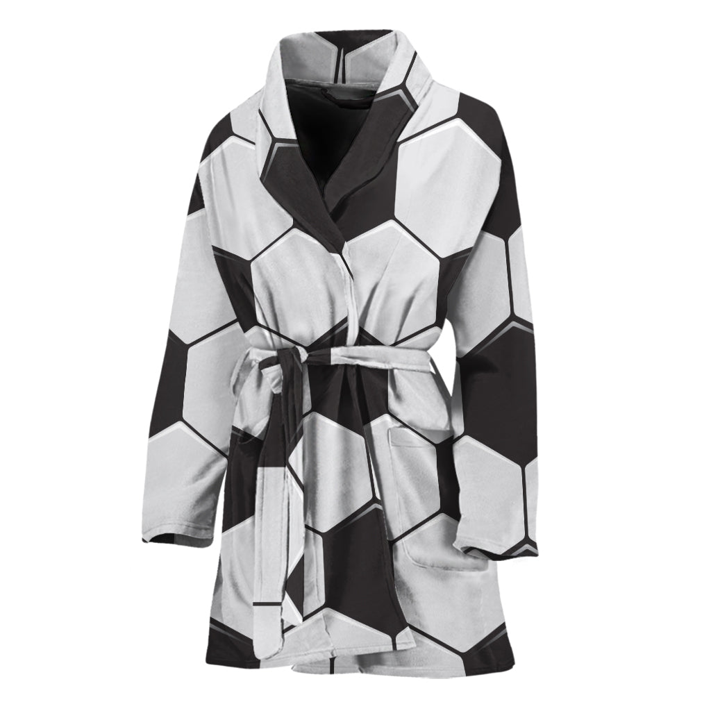 Soccer Ball Print Women's Bathrobe