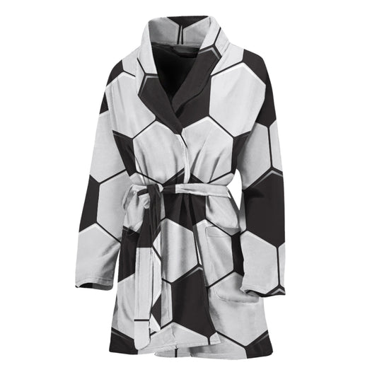 Soccer Ball Print Women's Bathrobe
