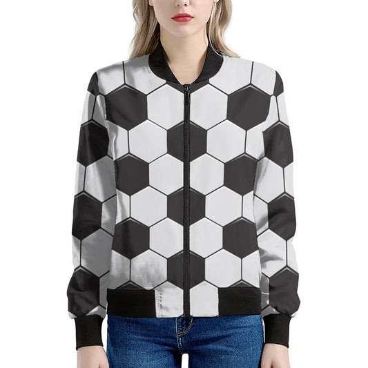 Soccer Ball Print Women's Bomber Jacket