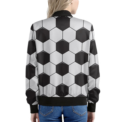 Soccer Ball Print Women's Bomber Jacket