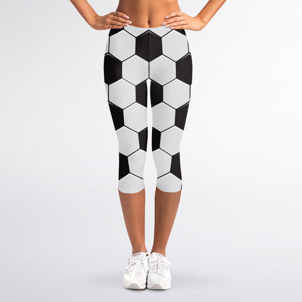 Soccer Ball Print Women's Capri Leggings