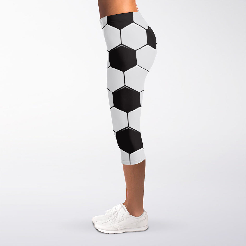Soccer Ball Print Women's Capri Leggings
