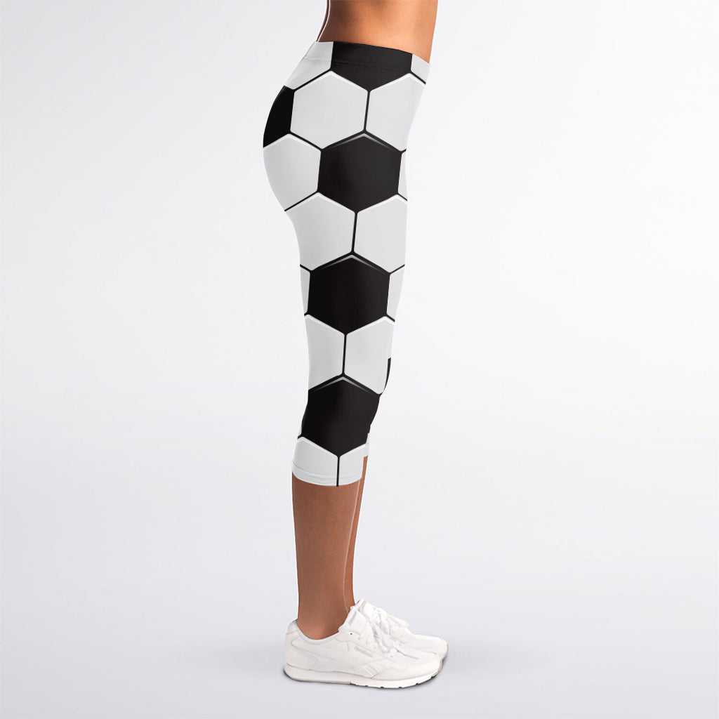 Soccer Ball Print Women's Capri Leggings