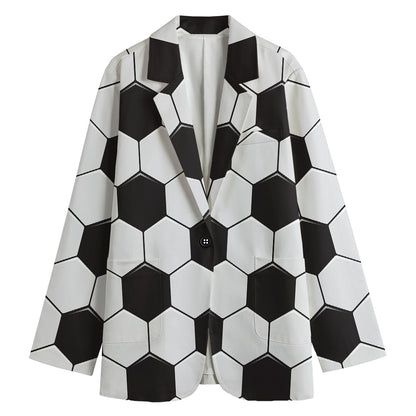 Soccer Ball Print Women's Cotton Blazer
