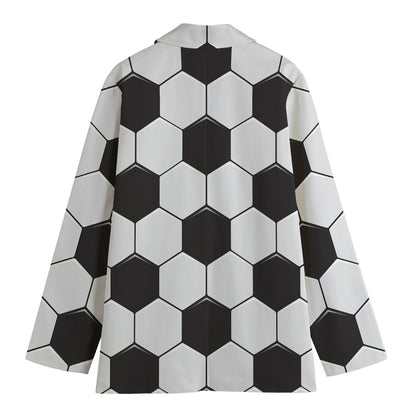 Soccer Ball Print Women's Cotton Blazer