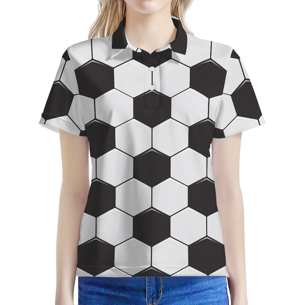 Soccer Ball Print Women's Polo Shirt