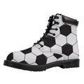 Soccer Ball Print Padded Collar Lace Up Boots