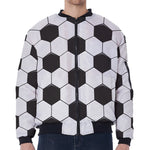 Soccer Ball Print Zip Sleeve Bomber Jacket