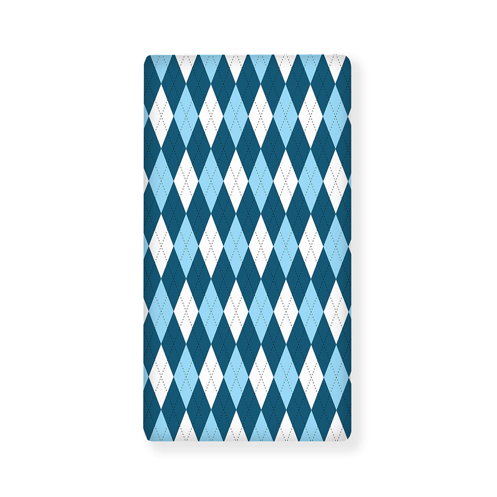 Soft Blue Argyle Pattern Print Baby Crib Sheet