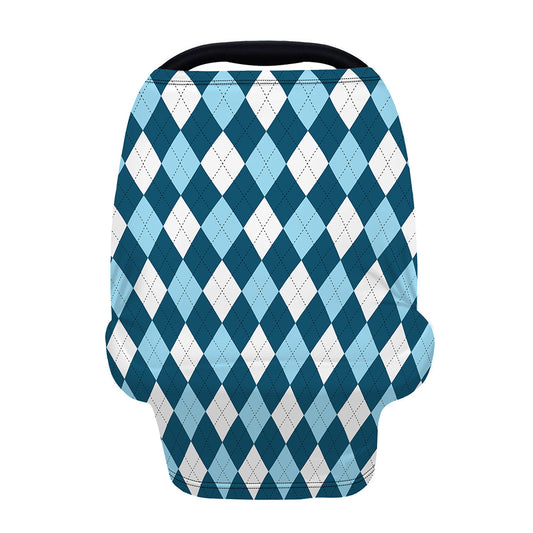 Soft Blue Argyle Pattern Print Baby Seat Cover