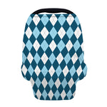 Soft Blue Argyle Pattern Print Baby Seat Cover