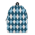Soft Blue Argyle Pattern Print School Backpack