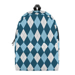 Soft Blue Argyle Pattern Print Backpack