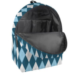 Soft Blue Argyle Pattern Print Backpack