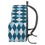 Soft Blue Argyle Pattern Print Backpack