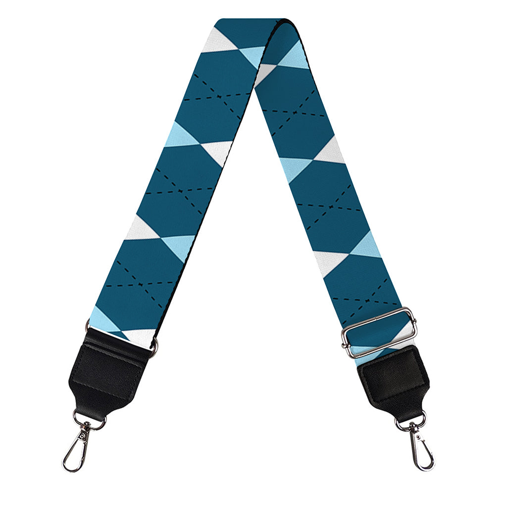 Soft Blue Argyle Pattern Print Bag Strap