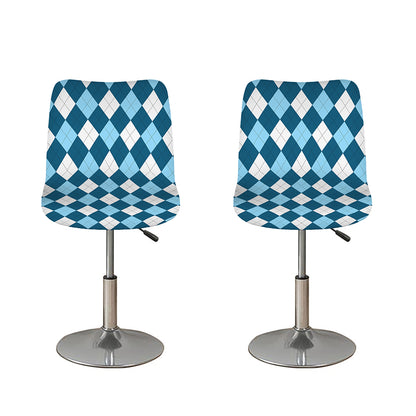 Soft Blue Argyle Pattern Print Bar Stool Covers