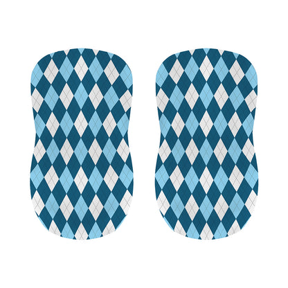 Soft Blue Argyle Pattern Print Bar Stool Covers