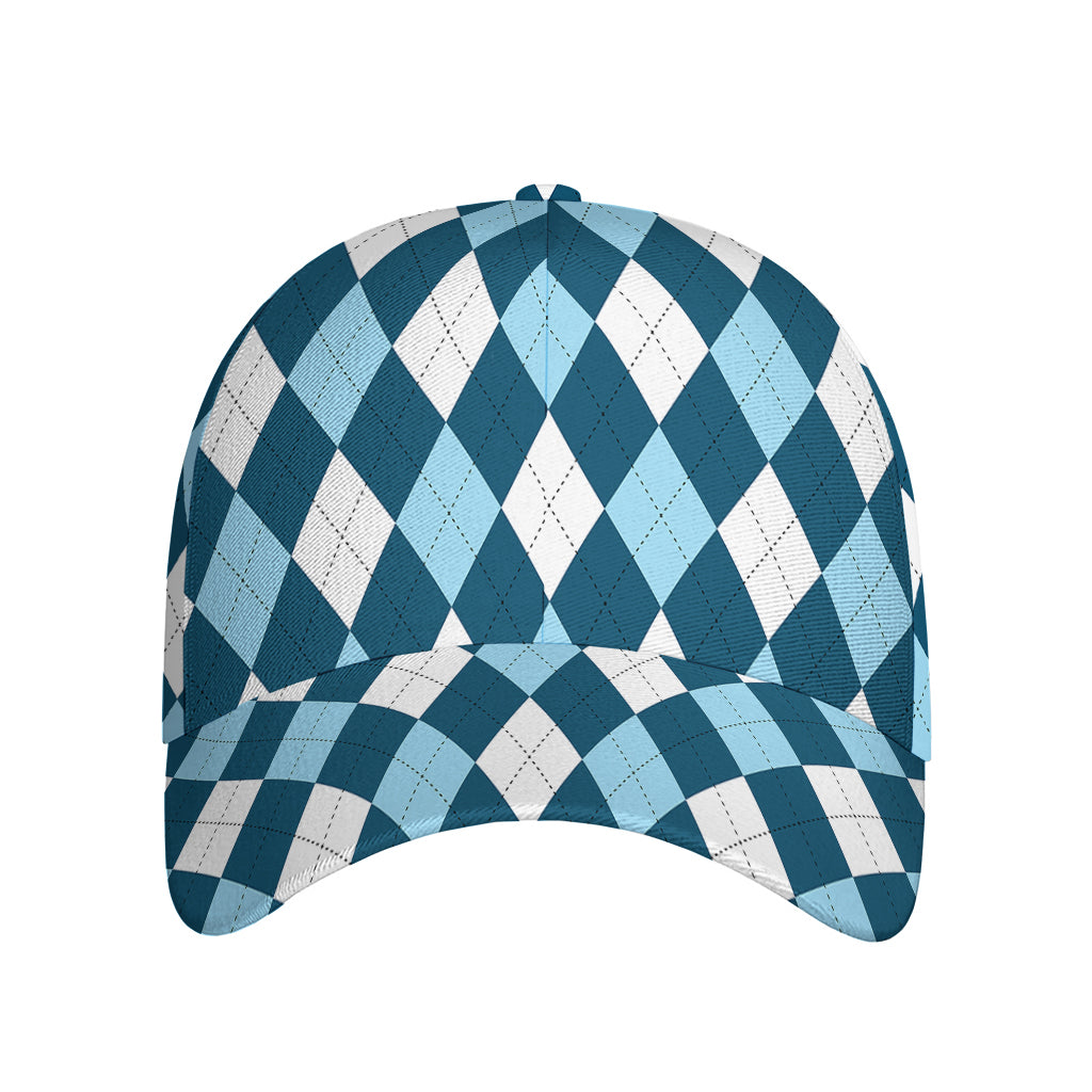 Soft Blue Argyle Pattern Print Baseball Cap