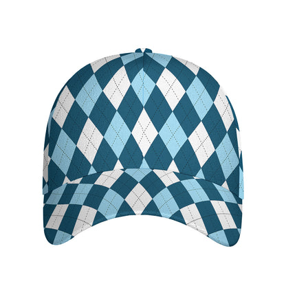 Soft Blue Argyle Pattern Print Baseball Cap