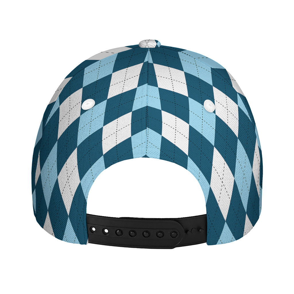 Soft Blue Argyle Pattern Print Baseball Cap