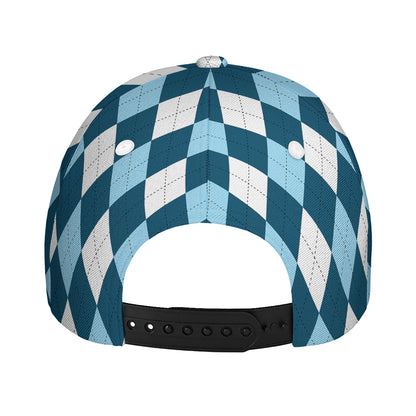Soft Blue Argyle Pattern Print Baseball Cap