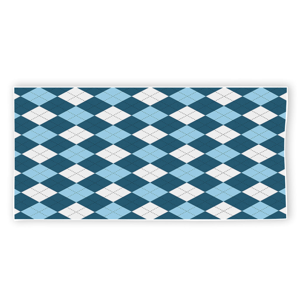 Soft Blue Argyle Pattern Print Beach Towel